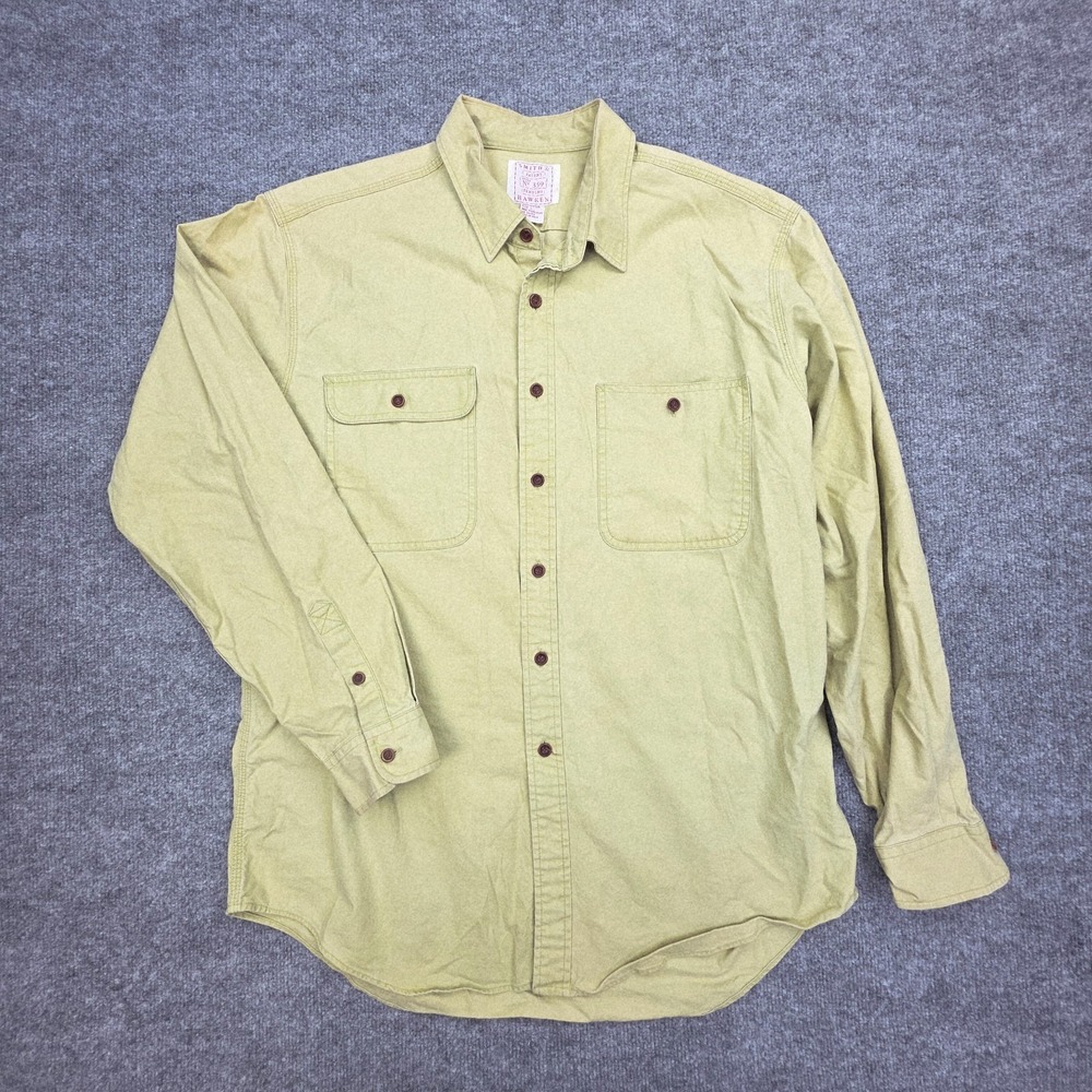 Vintage Smith & Hawken Canvas Shirt Men's L Yellow Button Up 100% Cotton *Marks